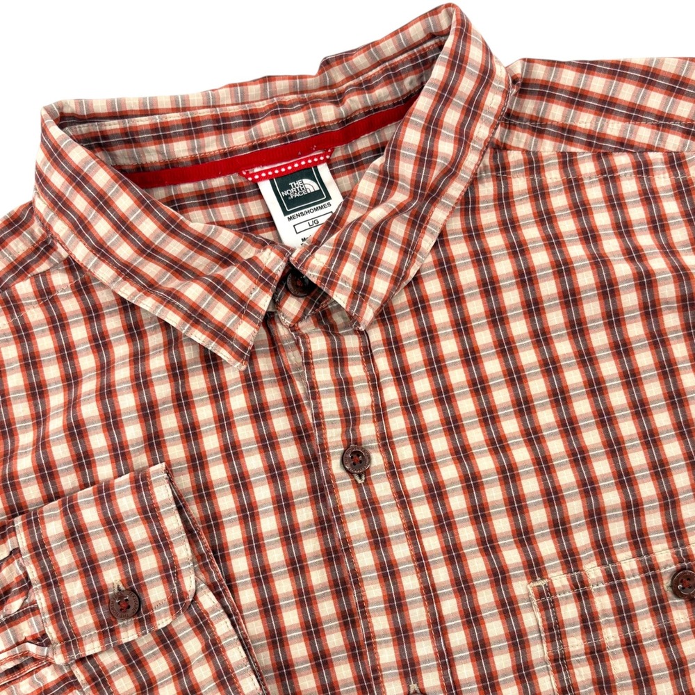 The North Face Mens Large Red Plaid Cotton Long Sleeve Button Down Shirt